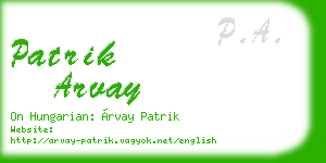 patrik arvay business card