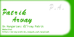 patrik arvay business card